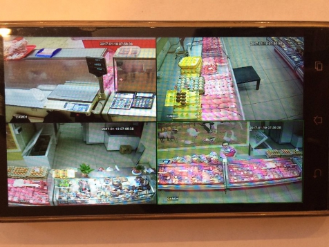 Установка видеонаблюдения в магазине продуктов